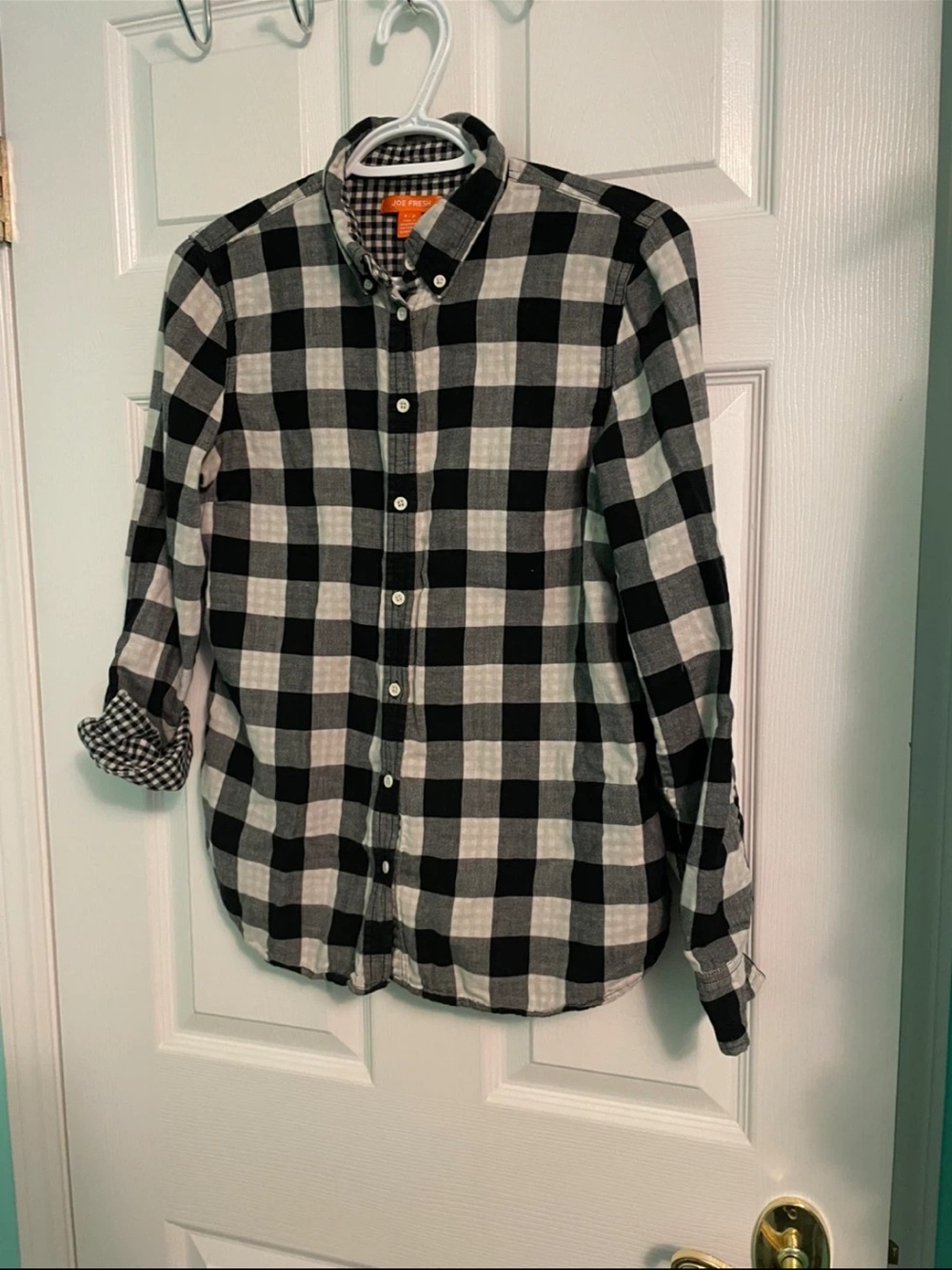 Women’s Joe Fresh Black and White Check Button-Down Shirt